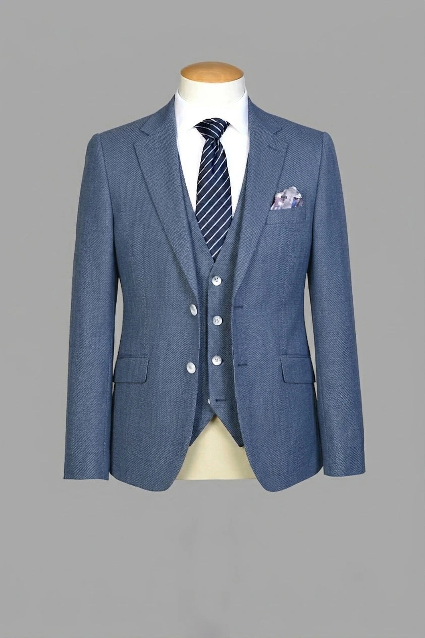 Traje Con Chaleco Julio Azul (243-8)