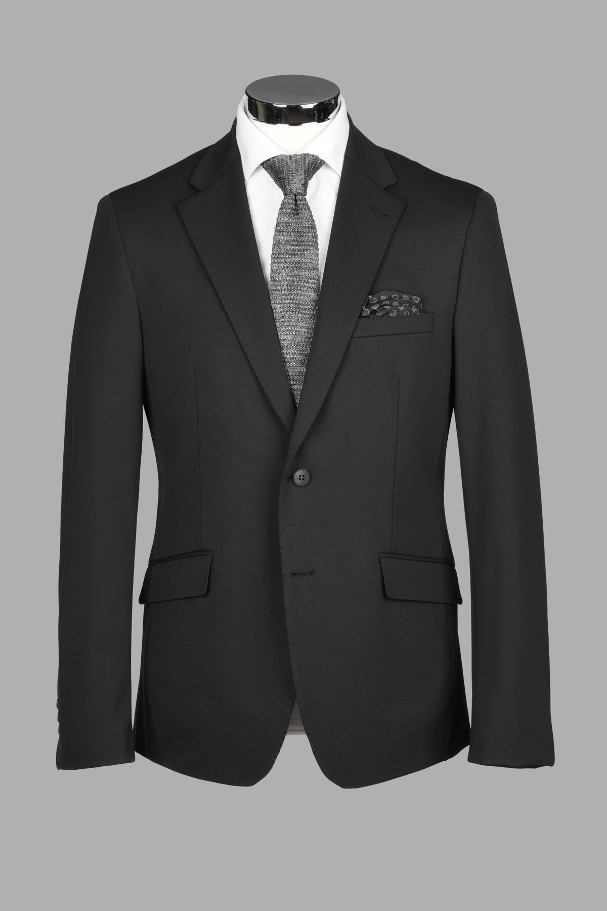 Traje Semi-Slim Fit Oxford Negro (228-4)