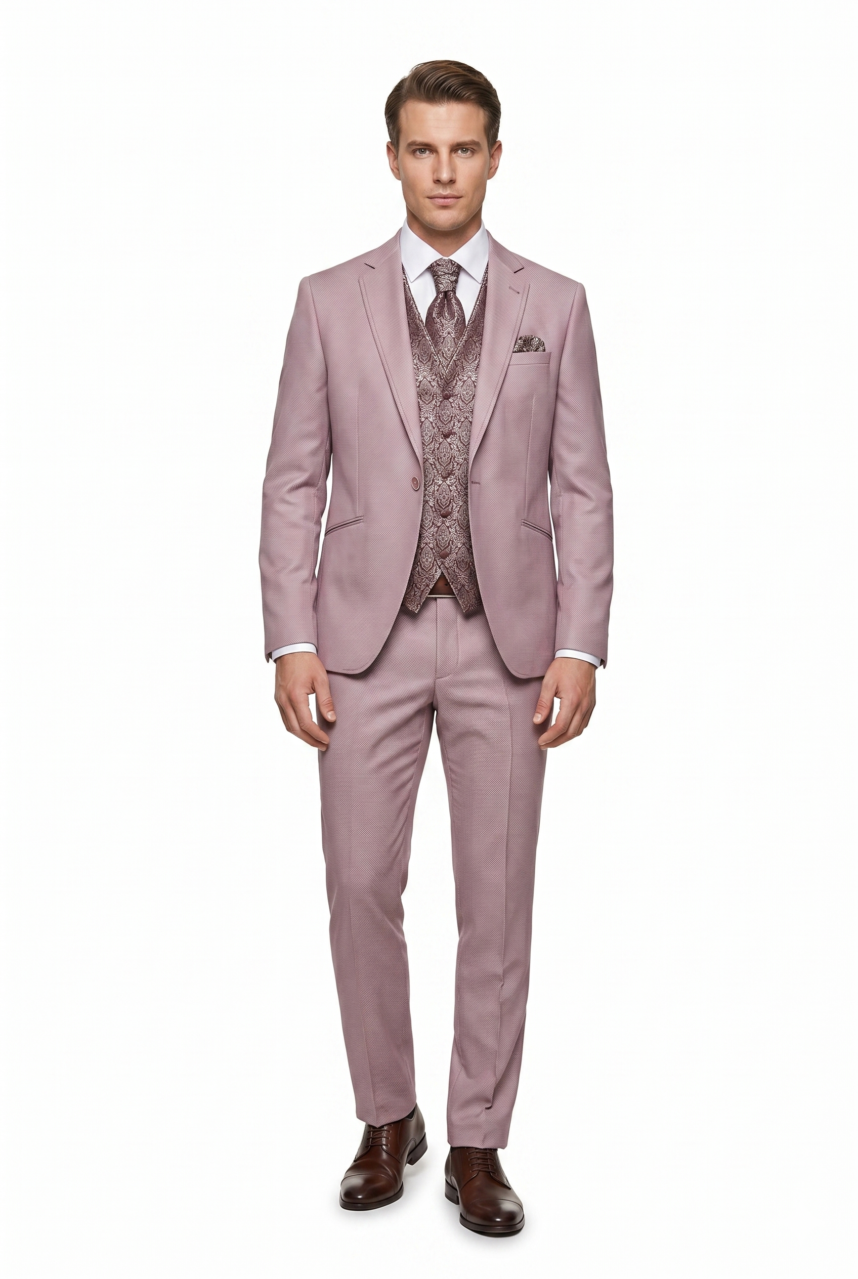 Traje Tres Piezas Rosa