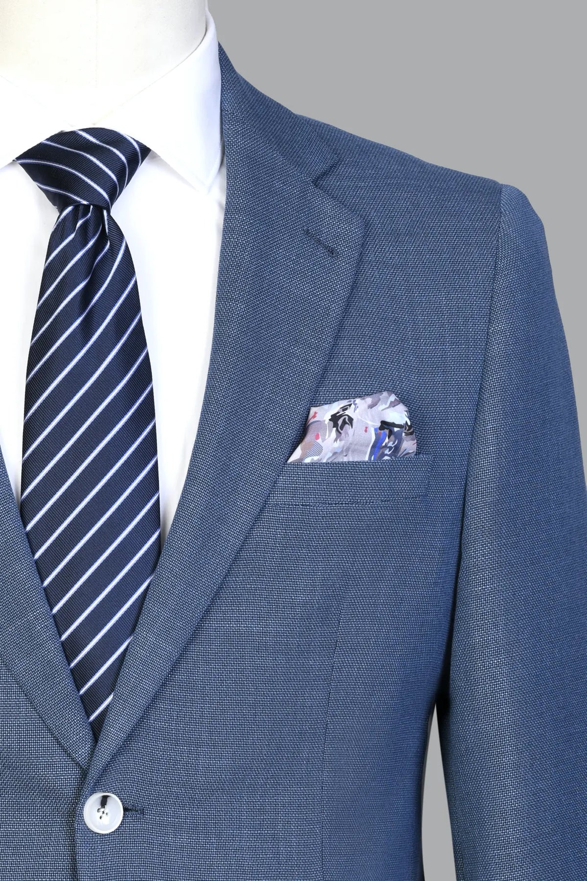 Traje Con Chaleco Julio Azul (243-8)