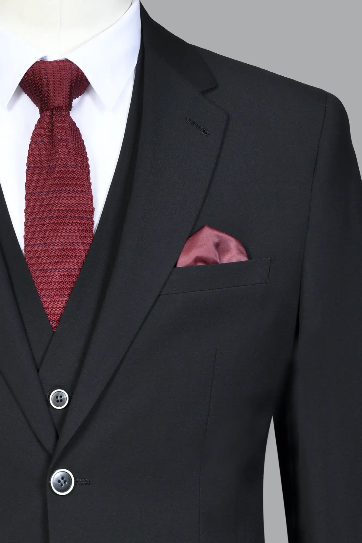 Traje Con Chaleco Julio Negro (299-4)