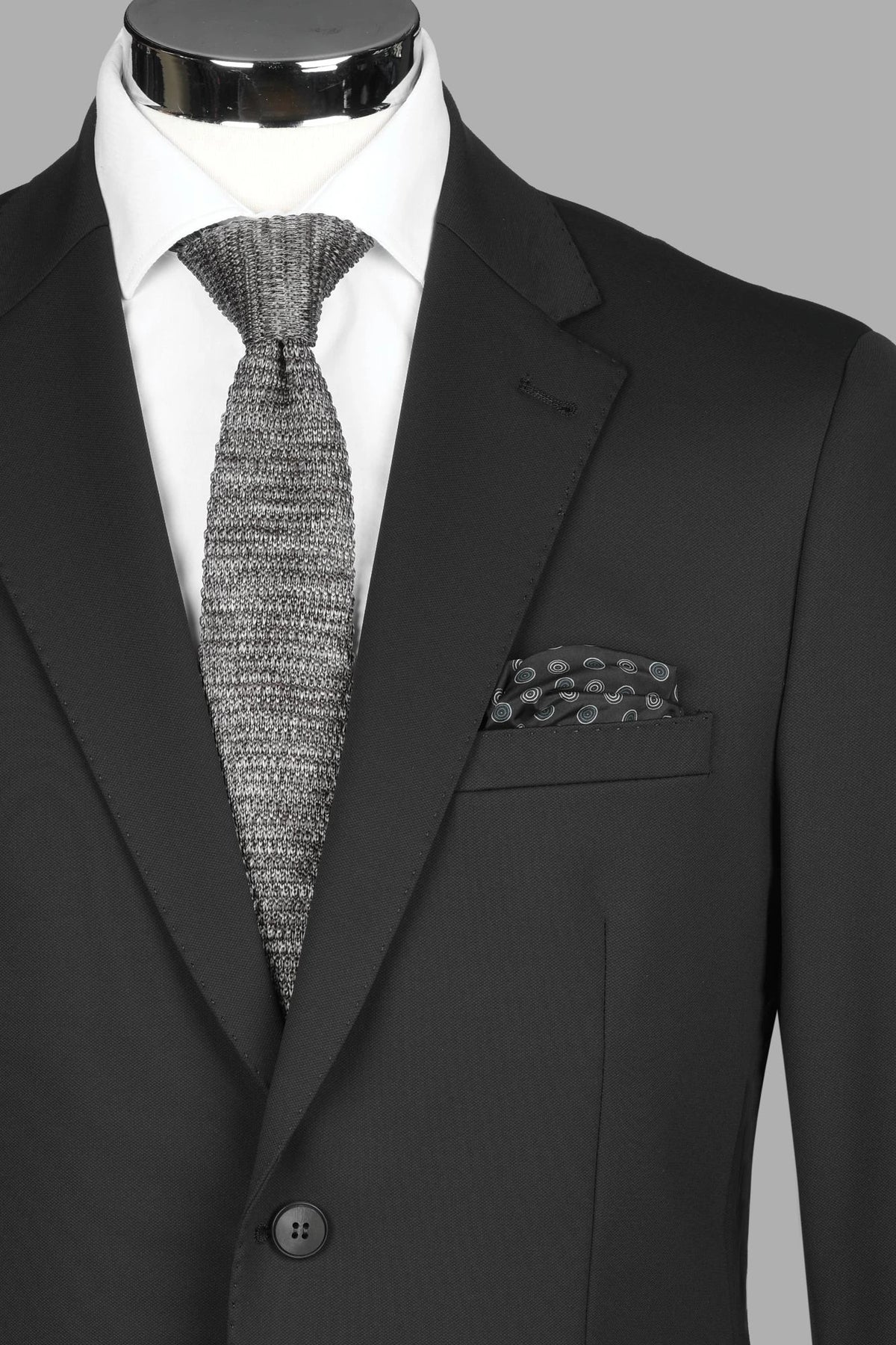 Traje Semi-Slim Fit Oxford Negro (228-4)