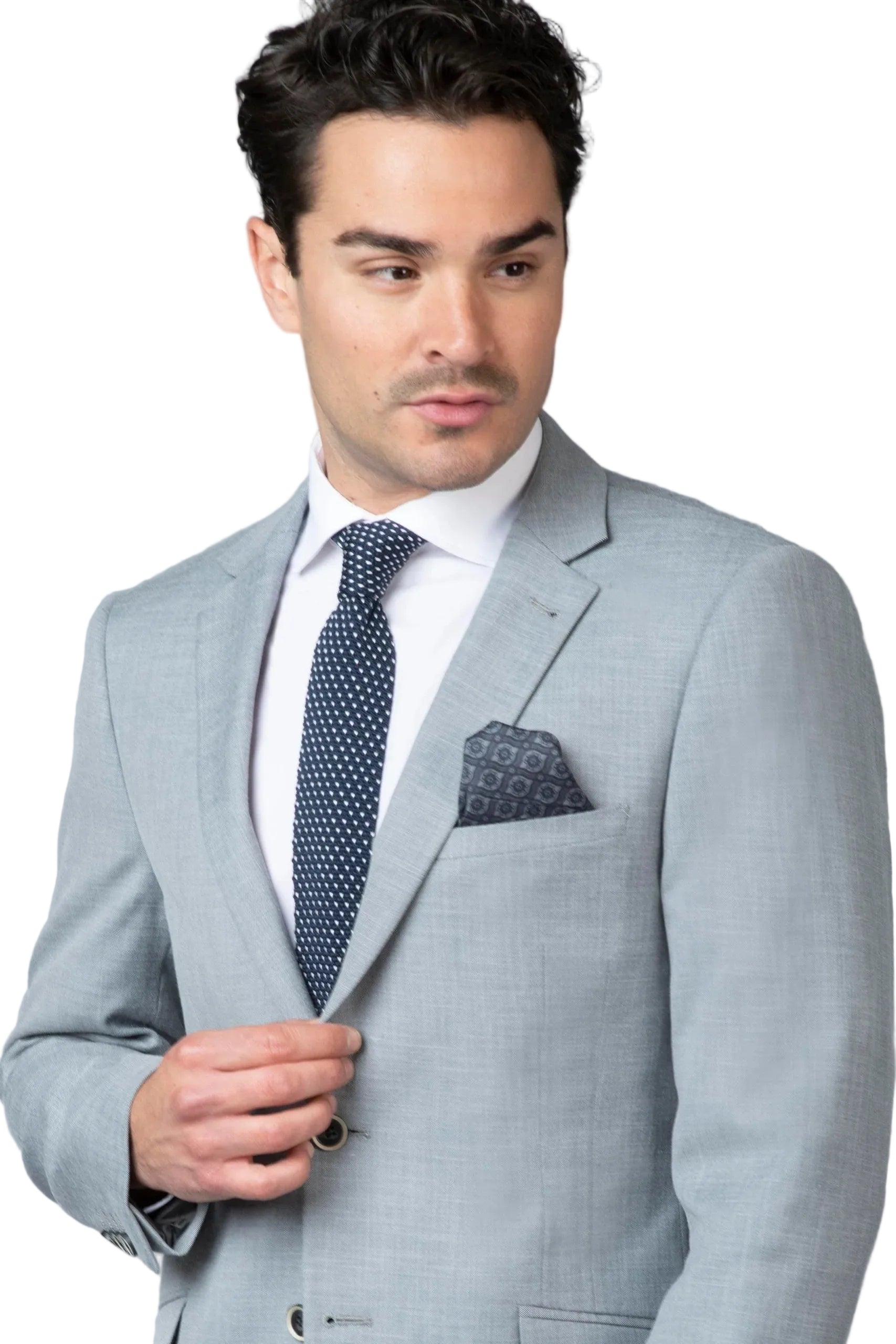 Traje Recto Gris Claro