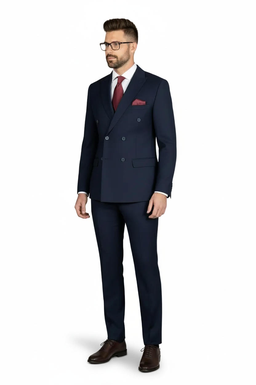 Traje Cruzado Azul Marino
