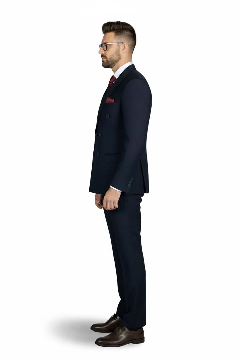 Traje Cruzado Azul Marino