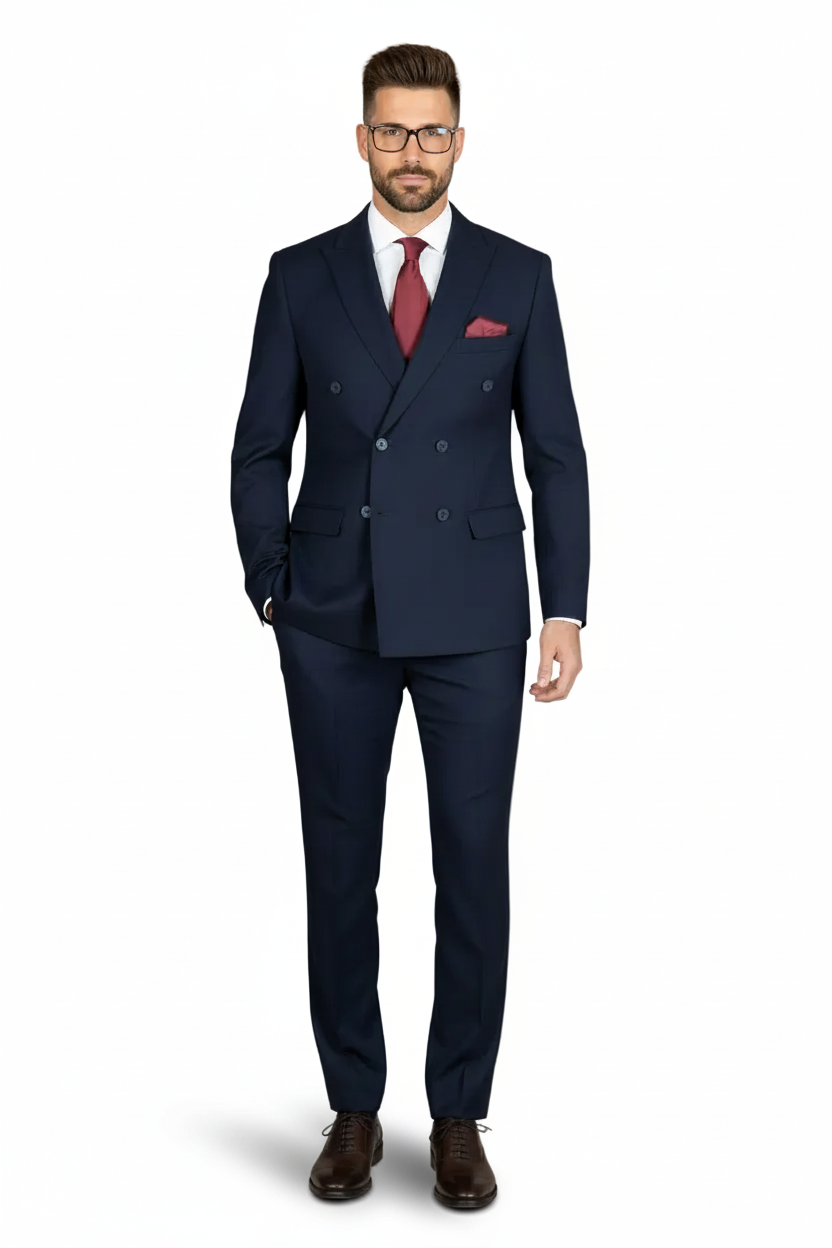 Traje Cruzado Azul Marino
