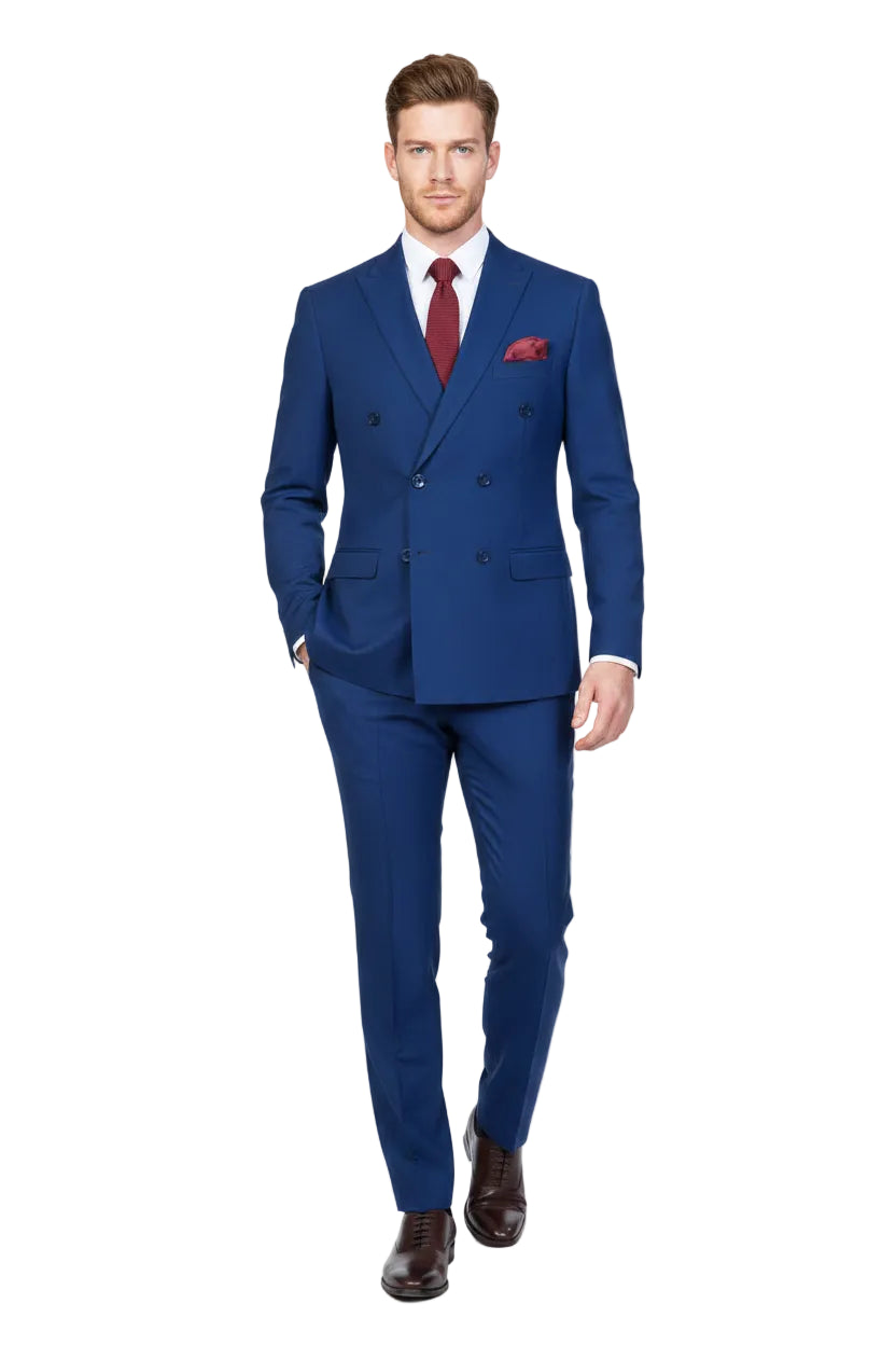 Traje Cruzado Azul Vivo