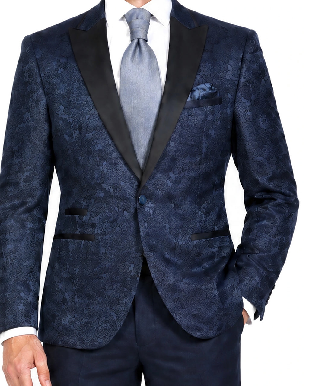 Jacquard Azul Alcatraz - detalle del tejido